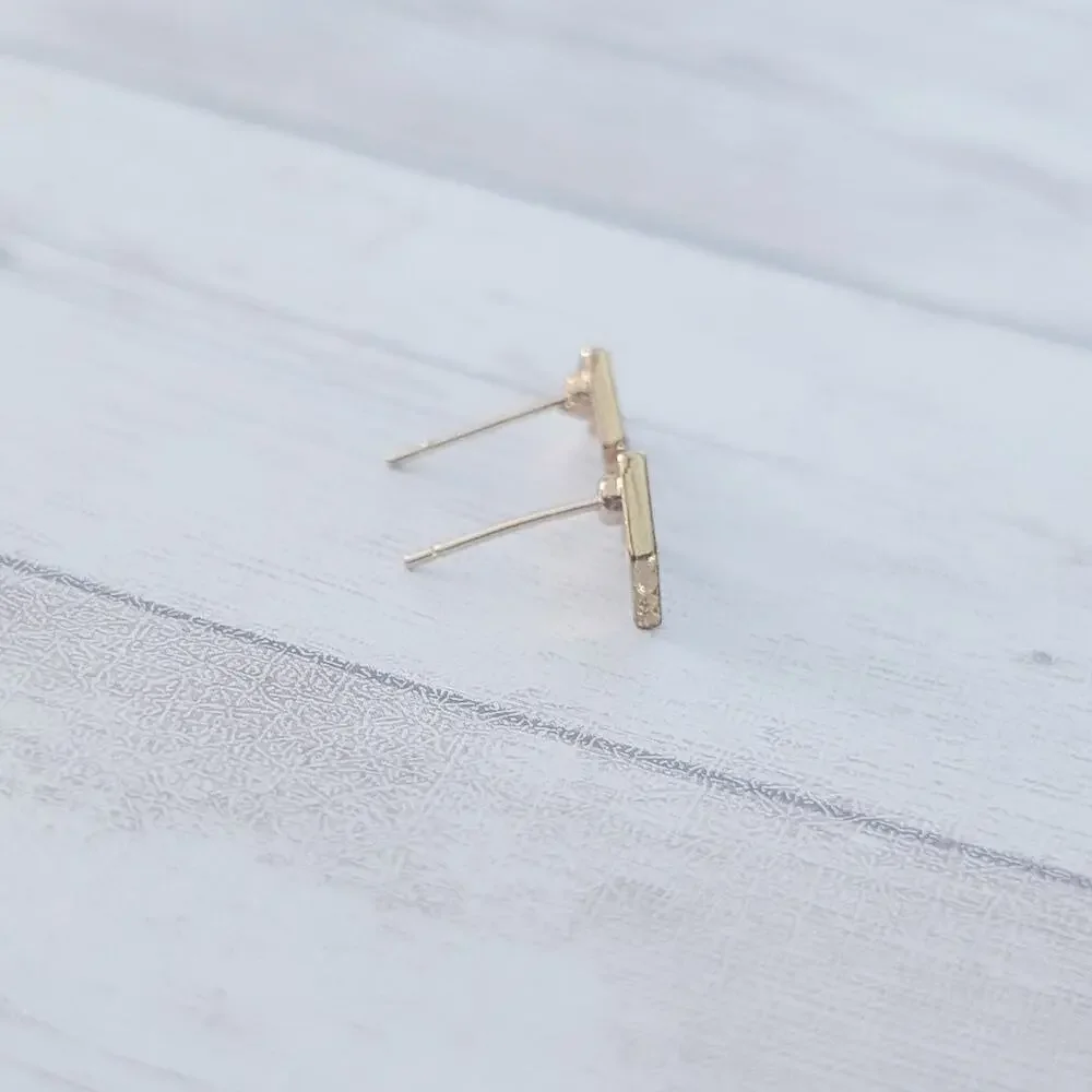 Stud Earrings - Gold Tone Chevron - Picture 8 of 8